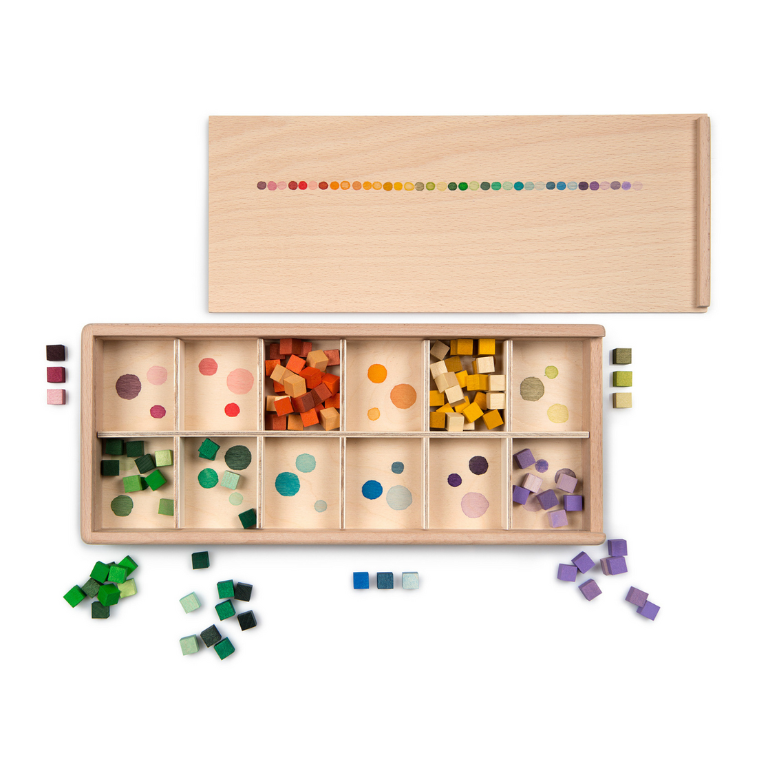 Mis and Match Holzspielzeug zum Sortieren, Spielen und Lernen mit 400 kleinen Würfeln in Sortierbox