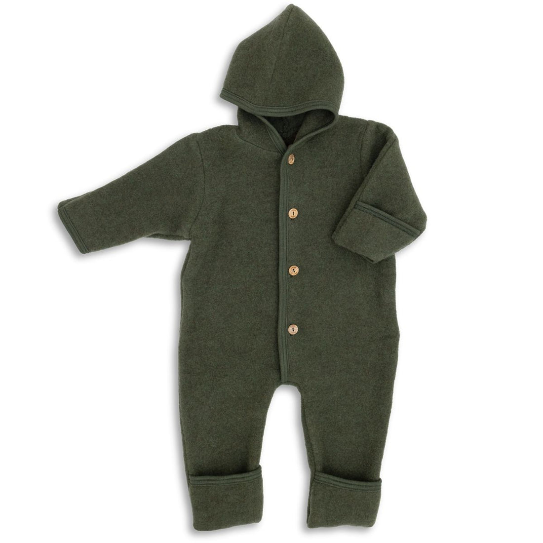 Woll-Fleece Baby-Overall mit Kapuze und Umschlägen an Armen und Beinen