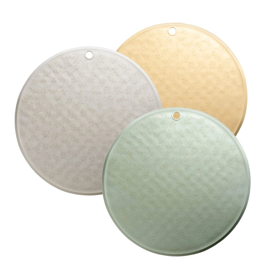 3 runde Anti-Rutsch Badematten in Grau, Grün und Gelb