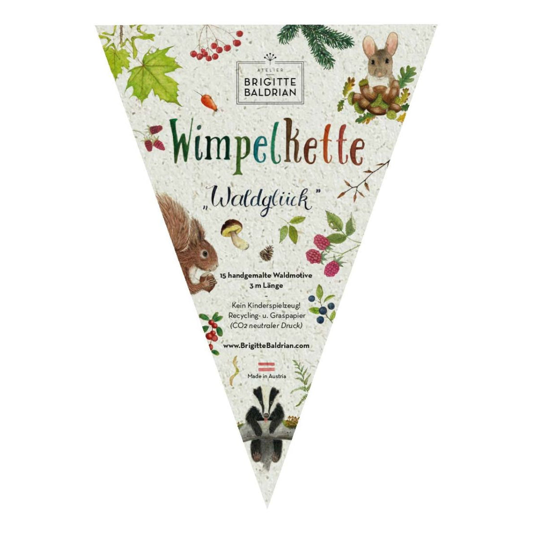 Wimpelkette mit Waldmotiven; Kinderzimmer Dekoration, Kindergeburtstag