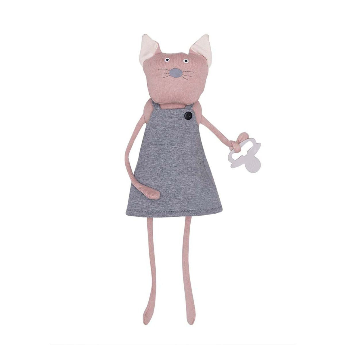 Kuschlige Katze im grauen Kleid